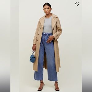 Reformation Pleated Reworked High Rise Wide Leg Jeans